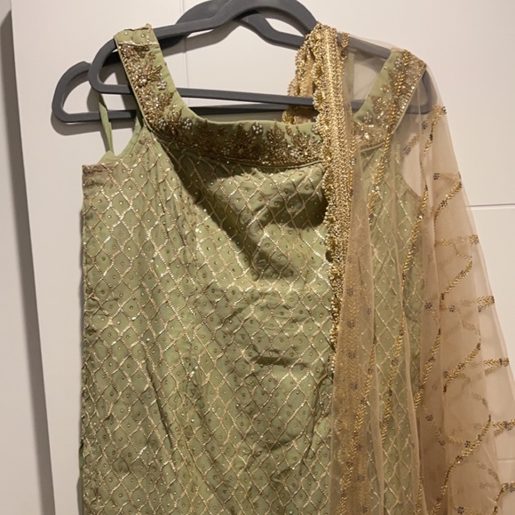 Mint green off shoulder sharara - Picture 2 of 3